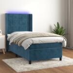 vidaXL sötétkék bársony rugós és LED-es ágy matraccal 90x190 cm (3139539)