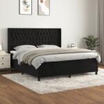 vidaXL fekete bársony rugós ágy matraccal 180x200 cm (3132875)