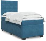 vidaXL kék bársony rugós ágy matraccal 90 x 190 cm (3293090)
