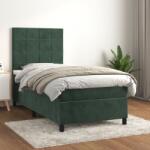 vidaXL sötétzöld bársony rugós ágy matraccal 80 x 200 cm (3142992)