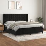 vidaXL fekete bársony rugós ágy matraccal 200x200 cm (3132941)