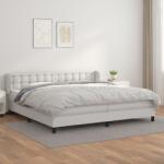 vidaXL fehér műbőr rugós ágy matraccal 200 x 200 cm (3127332)