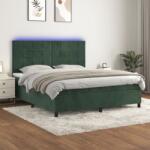 vidaXL sötétzöld bársony rugós és LED-es ágy matraccal 160x200 cm (3136134)