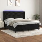 vidaXL fekete bársony rugós és LED-es ágy matraccal 180x200 cm (3139759)
