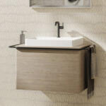 Hansgrohe Xelu Q Mosdószekrény 780/550 fiókkal, ráültetett mosdótálakhoz, matt fekete fogantyú/természetes tölgy 54056670 (54056670)