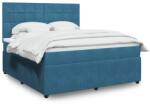 vidaXL sötétkék bársony rugós ágy matraccal 180x200 cm (3292410)