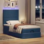 vidaXL Ottomán ágy matraccal & LED kék 90x200 cm szövet (3313898)