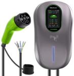 Qoltec EV töltőállomás 2in1 Type2 | 22 kW | Wi-fi| LCD | RFID | 3 fázis | Wallbox | 5 m (QC-52430)
