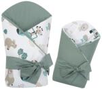 NEW BABY Sac de adulmecat pentru bebeluși New Baby Safari II 80x80 cm mint, cu două fețe Lenjerii de pat bebelusi‎, patura bebelusi