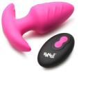 XR Brands Vibrator Anal Rotativ cu Telecomanda, 7 Moduri+3 Viteze, Silicon, Roz, 9.8 cm