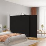 vidaXL Параван за стая, 3 панела, черен, 525x180 см, плат (350281)