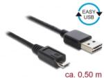 Delock EASY-USB 2.0-s A-típusú > USB 2.0-s Micro-B típusú 0, 5m (85156)