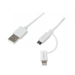 LogiLink USB 2.0 kábel USB-A/M - Micro-USB + Lightning/M fehér 1m (CU0118) (CU0118)