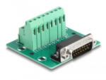 Delock D-Sub 15 tűs apa - Terminal Block DIN sínhez (66909) - aqua
