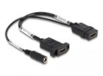 Delock HDMI kábel 4K 60 Hz DC töltéssel 2, 1 x 5, 5 mm 0, 30 m panel-csatlakozó (87038) (87038)