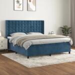 vidaXL sötétkék bársony rugós ágy matraccal 180x200 cm (3132937)