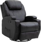 Homcom Masszázsszék, Homcom, 8 masszázspont, 5 mód, 2 intenzitás, forgatható, lábtartó, fekete