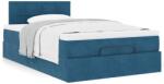 vidaXL Ottomán ágykeret matraccal sötétkék 120x200cm bársony (3311769) - vidaxl