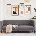 vidaXL 3 személyes szürke műbőr Chesterfield kanapé (372669) - vidaxl
