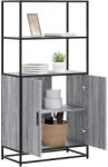 vidaXL Highboard szürke sonoma 68x35x139 cm gépelt fa és fém (849052)