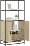 vidaXL Highboard sonoma tölgy 68x35x139 cm gépelt fa és fém (849050)
