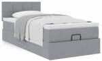 vidaXL Ottomán ágy matraccal világosszürke 90x200 cm szövet (3311428)