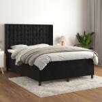 vidaXL fekete bársony rugós ágy matraccal 140 x 190 cm (3132917)