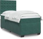 vidaXL sötétzöld bársony rugós ágy matraccal 90 x 200 cm (3290825)
