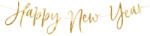 PartyDeco Banner, Happy new year, arany, 66cm hosszú