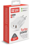 ColorWay USB töltő adapter, Power Delivery Port PPS USB (Type-C PD + USB QC3.0) (30W) white (CW-CHS037PD-WT)