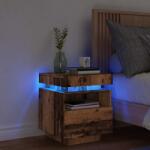 vidaXL antik fa színű éjjeliszekrény LED-világítással 40x39x48, 5 cm (857658)