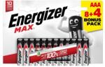 Energizer Max alkáli mikro ceruza elem AAA 8+4db/bliszter (EMAAAB8+4)