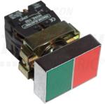 Tracon Tokozott kettős BE-KI nyomógomb, fémalap, zöld+piros 1×NC+1×NO, 3A/400V AC, IP44 (NYKK8325T) - kontaktor