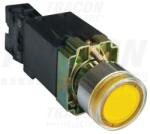 Tracon Világító nyomógomb, fémalap, trafóval, sárga, glim, izzó nélk. 1×NO, 3A/230V AC, 6V, IP42 (NYGBW3541S)