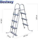 Bestway Стълба за басейни с височина до 107 см, Bestway 58330 Flowclear, 139x74x107см (58330)