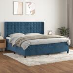 vidaXL sötétkék bársony rugós ágy matraccal 200x200 cm (3132943)