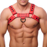 The Red Harness Snap - prémium bőr heveder piros színben - szexvital