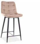 Signal Chic H-2 Bársony Bézs Félmagas Bárszék Fekete Fémvázas (SIG-CHICH2VCBE)