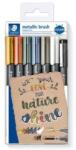 STAEDTLER Dekormarker, 1-6 mm, kúpos, ajándék tusfilccel, STAEDTLER "8321", 6 különböző metál szín (8321 TB7) - mystock