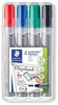 STAEDTLER Flipchart marker, 2 mm, kúpos, STAEDTLER "Lumocolor 356", 4 különböző szín (356 WP4)