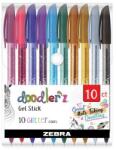 Zebra Zseléstoll készlet, 0, 33 mm, kupakos, ZEBRA "Doodler`z Glitter", 10 csillogó vegyes szín (02619)
