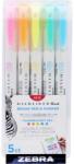 Zebra Ecsetirón készlet, kétvégű ZEBRA "Mildliner Fluorescent", 5 szín (79105) - mystock