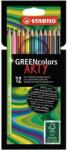 STABILO Színes ceruza készlet, hatszögletű, STABILO "GreenColors ARTY", 12 különböző szín (6019/12-1-20)