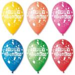  Léggömb, 30cm, "Happy Birthday", lufis, 10db/cs (11-PRINTHBLUFI) - mystock