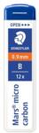 STAEDTLER Grafitbél, B, 0, 9mm, STAEDTLER "Mars Micro Carbon 250", 12szál/tubus (250 09-B) - mystock