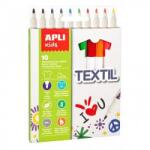 APLI Textilmarker, 2, 9 mm, APLI "Kids Textil", 10 különböző szín (18220)