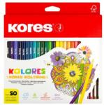 Kores Színes ceruza készlet, háromszögletű, KORES "Triangular", 50 különböző szín (93350) - mystock