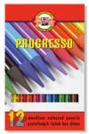 KOH-I-NOOR Színes ceruza készlet, henger alakú, famentes, KOH-I-NOOR "Progresso 8756/12", 12 különböző szín (7140095001)