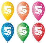  Léggömb, 26cm, számos, 5, 5db/cs (11-PRINT5)
