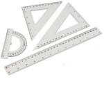  Vonalzó készlet 4 darabos 30cm, vonalzó, szögmérő, 45° és 60° háromszög vonalzók - mystock